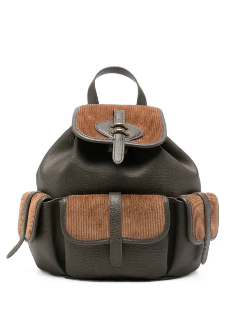 Coccinelle corduroy-panel leather-trim backpack Grey E1VGL140101