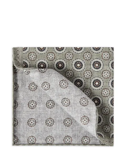 Brunello Cucinelli silk pocket square with medallion design Green MI8980091C2805