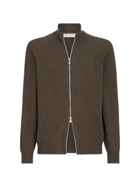 Brunello Cucinelli cashmere high-neck cardigan with zipper Brown M2200106CU766