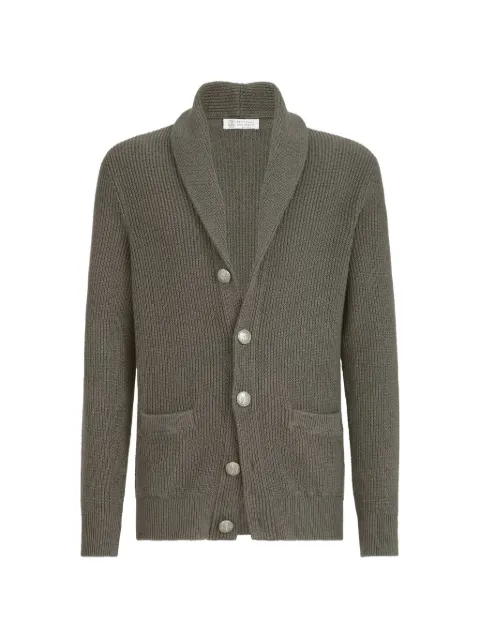 Brunello Cucinelli malfilé-cotton English-rib cardigan Green MNI709706C9758