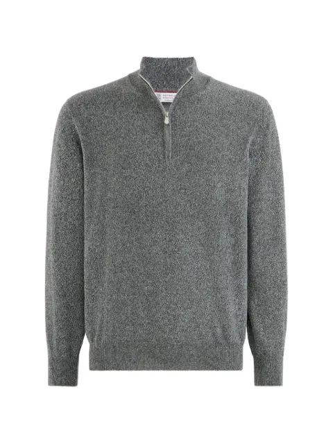 Brunello Cucinelli mouliné cashmere sweater with half zip Grey MQS00124CF423