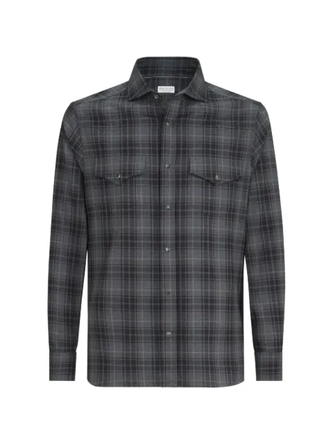 Brunello Cucinelli cotton madras western shirt Grey MY6544008C047