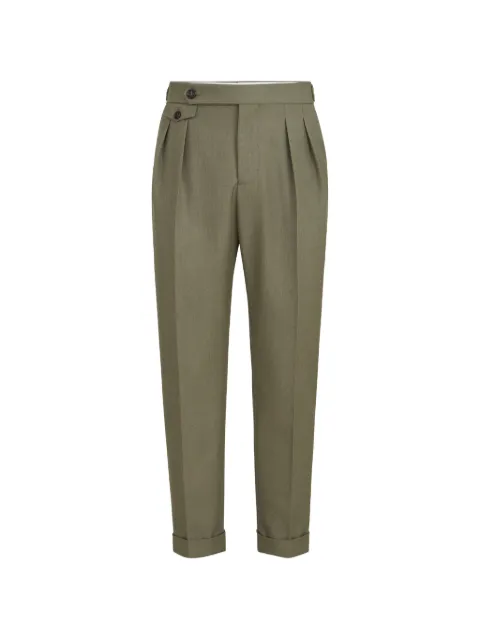 Brunello Cucinelli virgin-wool diagonal trousers with reversed double-pleats and waist-tabs Green ME267M5030C2523