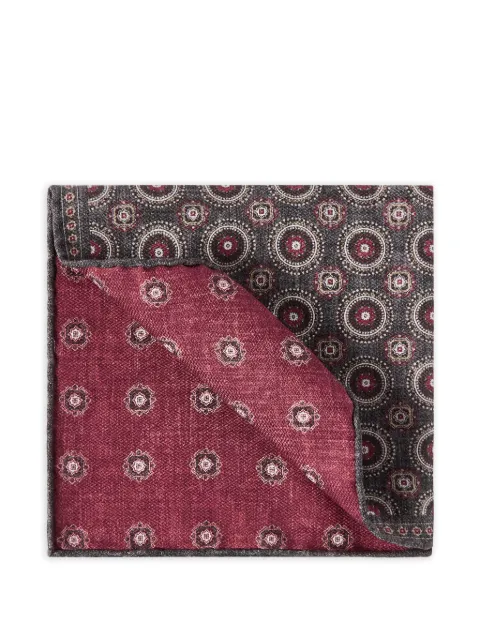 Brunello Cucinelli silk pocket square with medallion design Grey MI8980091C8127