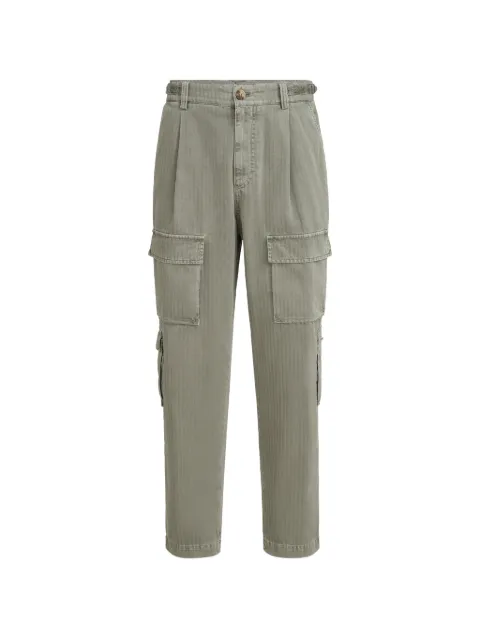 Brunello Cucinelli cotton chevron trousers with cargo pockets and waist tabs Green M246NF3010C6345