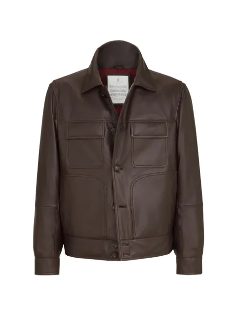 Brunello Cucinelli nappa leather outerwear jacket with Thermore® padding Brown MPWIN2087C4262