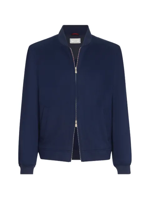 Brunello Cucinelli lightweight cashmere flannel bomber jacket Blue MV4216550CA568