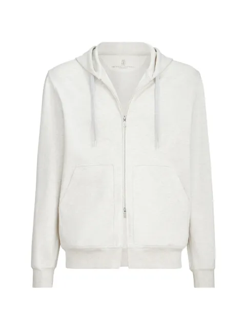 Brunello Cucinelli techno cotton French terry double cloth hooded sweatshirt with zipper Grey MR8079069GC003