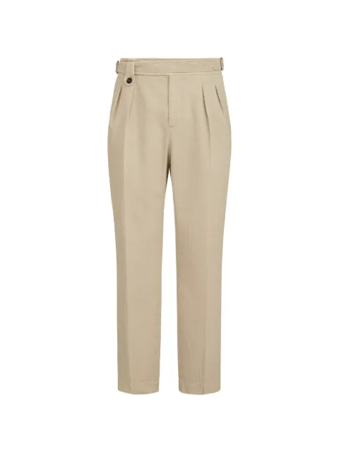 Brunello Cucinelli cotton chevron trousers with double pleats and waist tabs Neutrals M246NM5010C6333