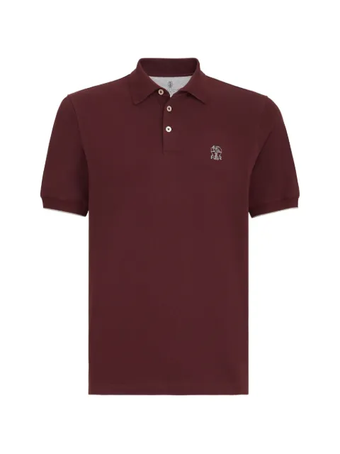 Brunello Cucinelli cotton piqué polo shirt with logo Red ME8548788CDC80
