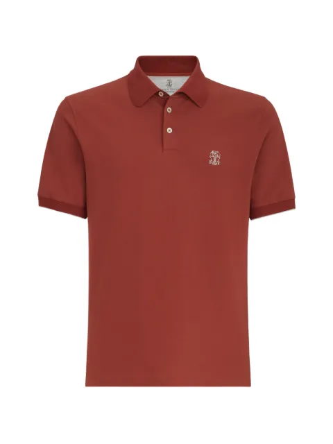 Brunello Cucinelli cotton-piqué polo shirt with logo Orange ME8548788CAZ39