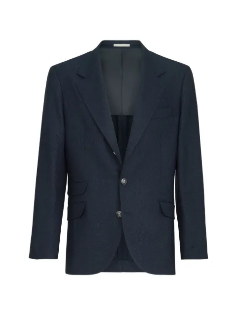 Brunello Cucinelli mouliné virgin-wool twill deconstructed Cavallo blazer with metal buttons Blue MV4367BWD5C011