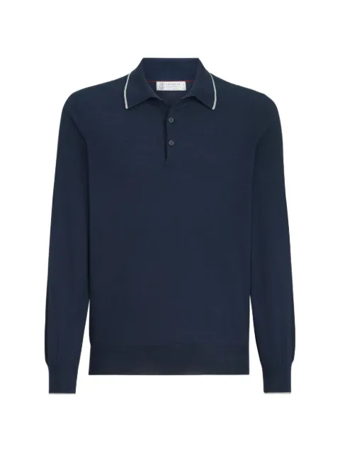 Brunello Cucinelli lightweight knit polo shirt Blue MIS806005COZ76