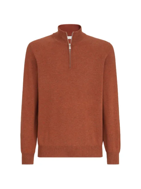 Brunello Cucinelli mouliné cashmere sweater with half zip Orange MQS00124CKW56