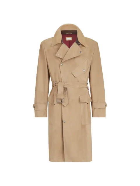Brunello Cucinelli suede motorcyle-trench with nappa-leather inserts Neutrals MPCLF2101C9872