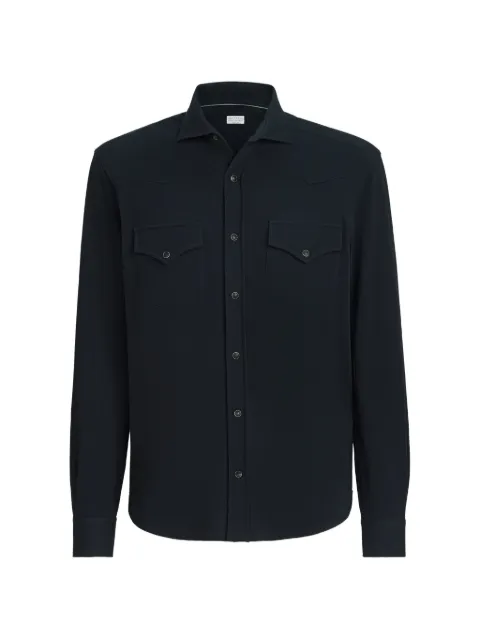Brunello Cucinelli cotton-piqué western shirt Blue ME8546666C4425