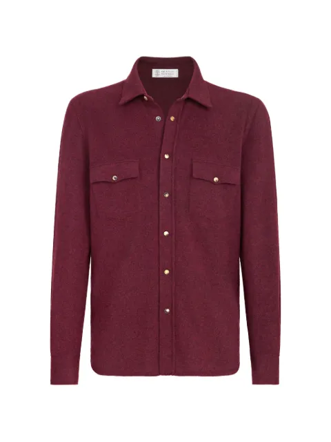 Brunello Cucinelli virgin wool, cashmere and silk knit shirt Red M3600276C9763