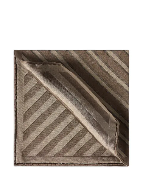 Brunello Cucinelli regimental-stripe silk pocket square Brown MI8920091C1793