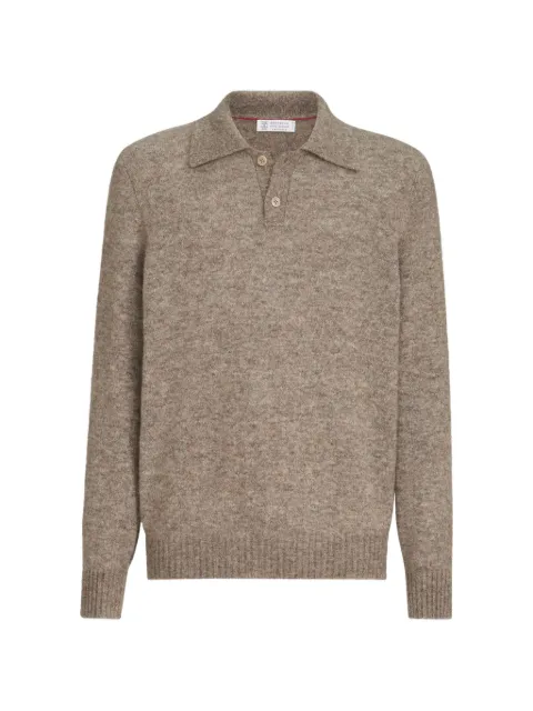 Brunello Cucinelli alpaca cashmere and wool knit polo Neutrals MTF709905CHE14
