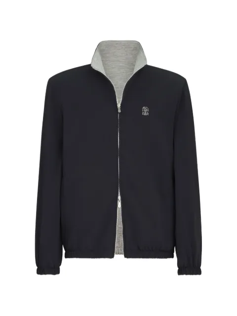Brunello Cucinelli bonded-nylon reversible outerwear jacket with logo Blue MM49A7433GCKM43