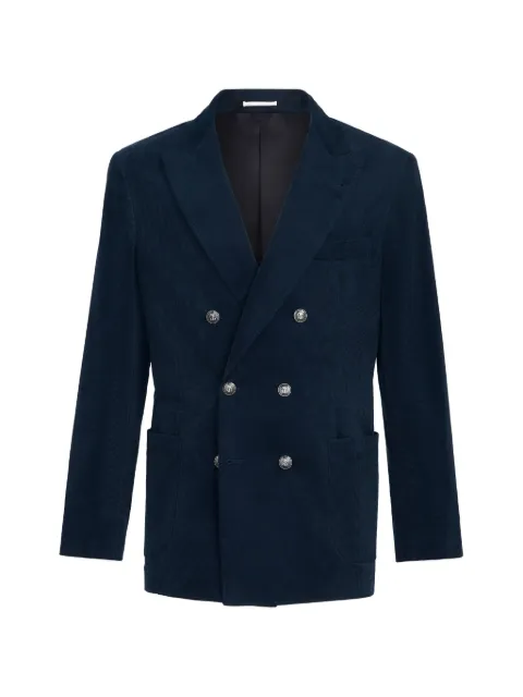 Brunello Cucinelli Sea Island cotton narrow-wale corduroy one-and-a-half breasted deconstructed blazer with patch pockets Blue ML4627BBD5C5130