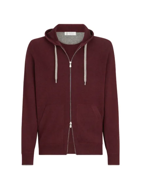 Brunello Cucinelli cashmere hooded knit sweatshirt with zipper Red M2223246GCFH34