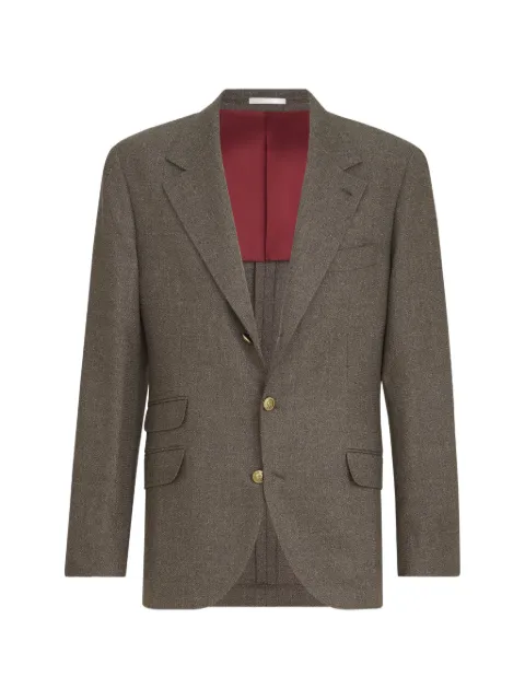 Brunello Cucinelli Mouliné virgin wool twill deconstructed Cavallo blazer Brown MV4367BWDIC027