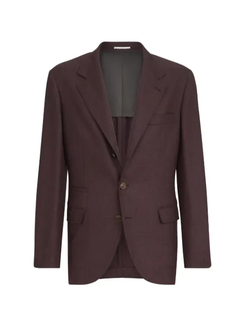 Brunello Cucinelli mouliné virgin-wool twill deconstructed blazer Purple MV4367BTDHC005