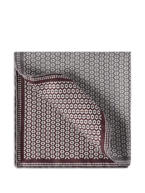Brunello Cucinelli silk geometric pattern pocket square Grey MI8940091C9300