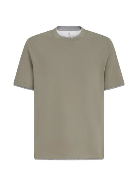 Brunello Cucinelli cotton jersey crew neck T-shirt with faux-layering Grey M0B137427CAE09