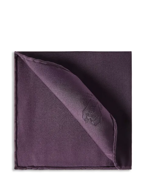 Brunello Cucinelli silk pocket square with printed logo Purple MI8900091C9071