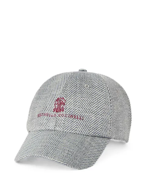 Brunello Cucinelli alpaca, wool and silk chevron baseball cap with embroidered-logo Blue MV4549850CVS87