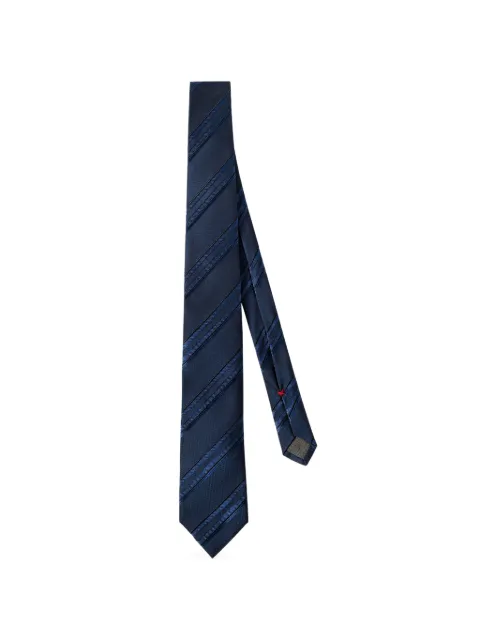 Brunello Cucinelli textured striped silk tie Blue MY8600018C5920