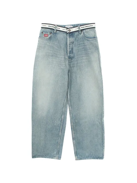 Balenciaga Pre-Owned 2010s logo-waist button-fly baggy jeans Blue 1062009