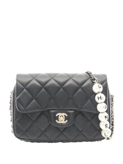 CHANEL Pre-Owned 2019 Small Quilted Lambskin My Precious Pearls Chain Flap crossbody bag Black B6XKZ9T40EU6I47Z