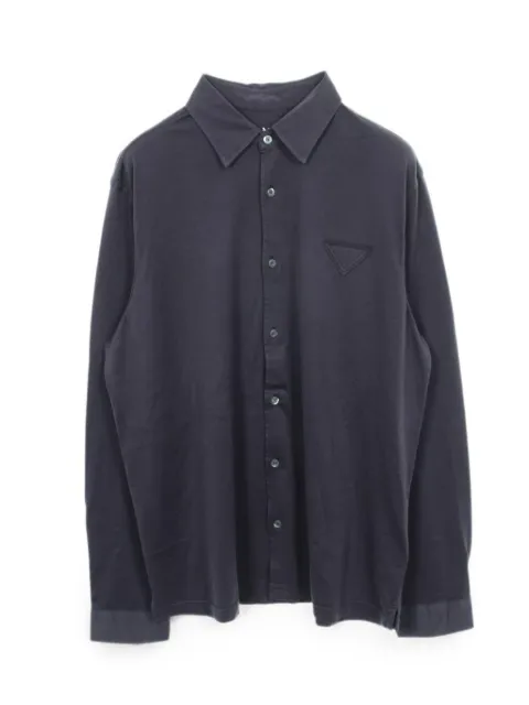 Prada Pre-Owned 2020s logo-detail cotton shirt Blue 1071238