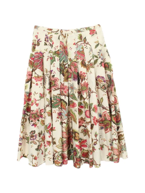 Christian Dior Pre-Owned floral-print pleated midi skirt Neutrals 1062007