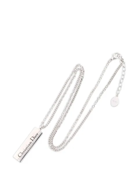 Christian Dior Pre-Owned logo-engraved bar necklace Silver 1069873