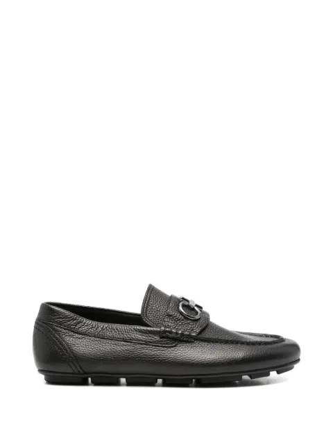 JOHN HARRISON logo-plaque pebbled-leather loafers Black 604226108