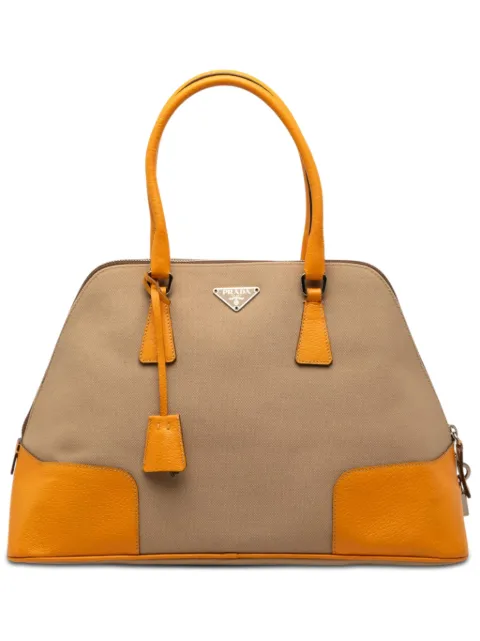 Prada Pre-Owned 2019-2026 Cinghiale Trimmed Canapa Dome handbag Yellow 4U7R9T7MD9W7GH8V