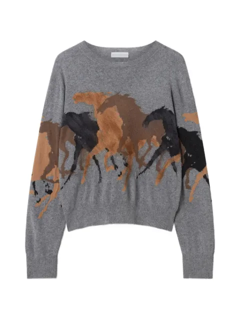 Stella McCartney horse-motif round-neck sweater Grey 6K12573S2666