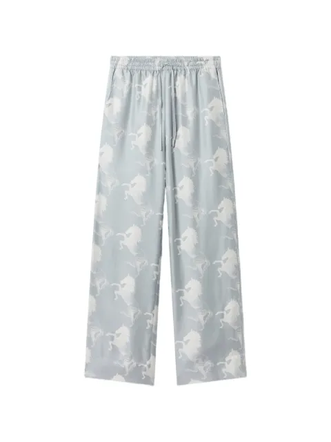 Stella McCartney horse-print drawstring silk trousers Blue 6440463IS218