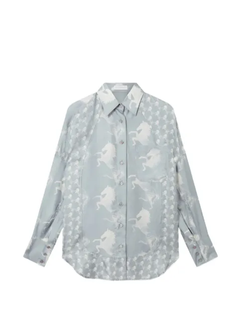 Stella McCartney horse-print silk shirt Blue 6202133IS218
