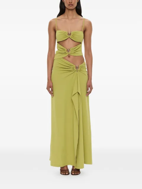Christopher Esber Orbit ruched cutout long dress Green 26023688