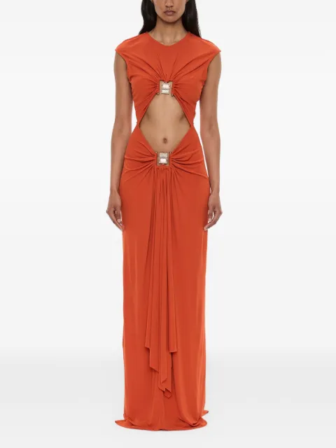Christopher Esber Bezel Quartz cut-out long dress Orange 26023312