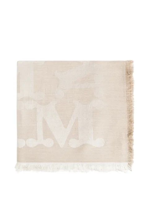 Max Mara Edro monogram-jacquard fringed scarf Neutrals 2624546041