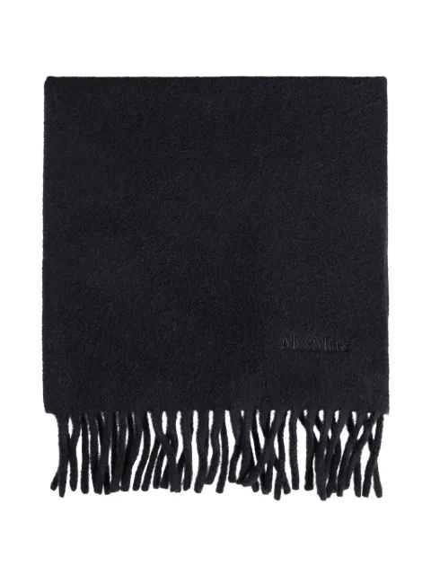 Max Mara fringed logo-embroidered scarf Blue 2624546231