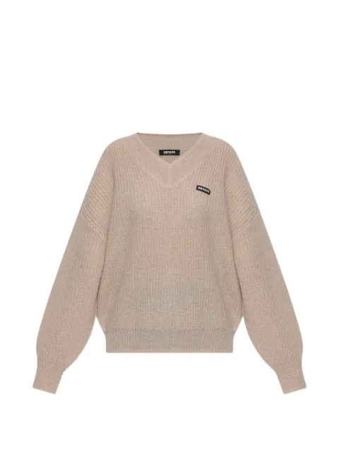 ROTATE BIRGER CHRISTENSEN logo-patch V-neck sweater Neutrals 116192