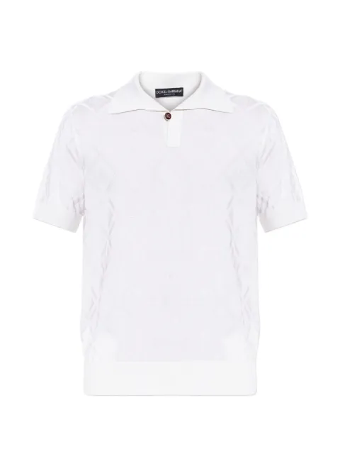 Dolce & Gabbana DG logo diamond-jacquard polo shirt White GXZCRTJBSQ0
