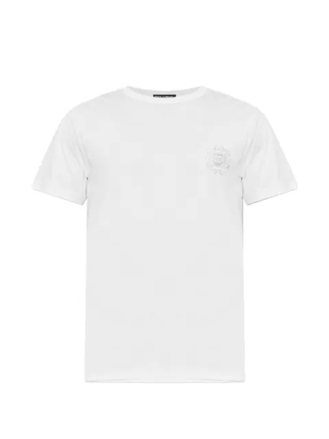 Dolce & Gabbana raw-finish crest-patch T-shirt White G8TQ8ZG7QNN